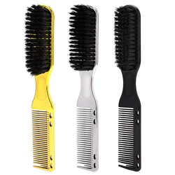 Double-sided Comb Brush Black Small Beard Styling Brush Professional Shave Beard Brush Barber Vintage Carving Cleaning Brush