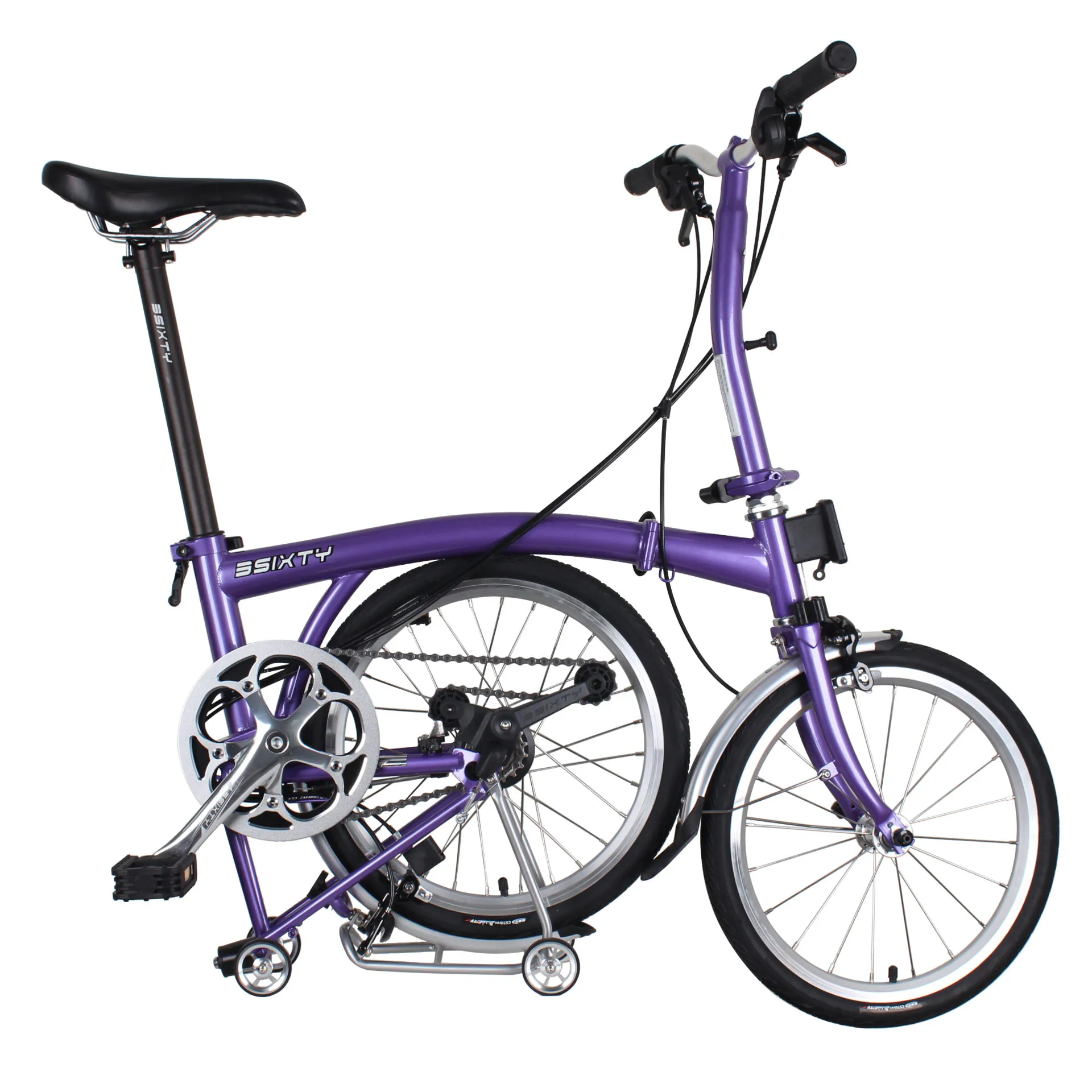 3SIXTY 16 inch  Folding Bicycle 6-Speed Shifter  Standard Equipment Purple Height Adjustable Foldable Bike