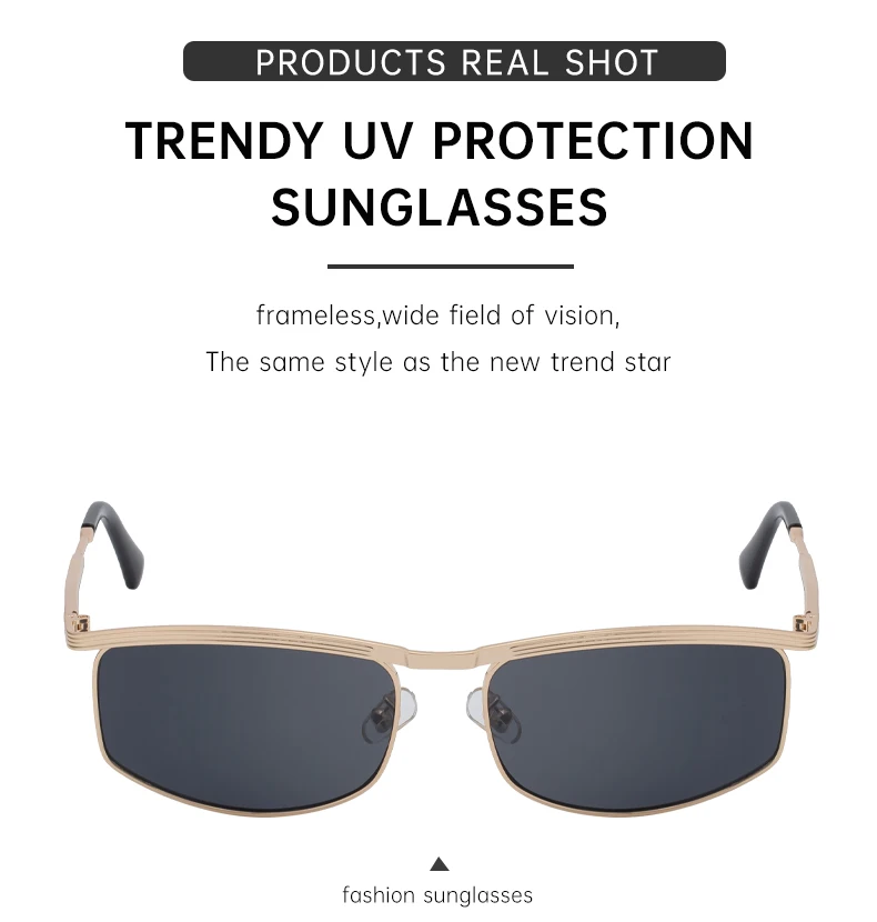 Übergroße rechteckige Punk-Sonnenbrille für Herren 2026 Luxusmarke Vintage Metallrahmen Sonnenbrille für Männer Outdoor UV400 Schutzbrille – Detail 8