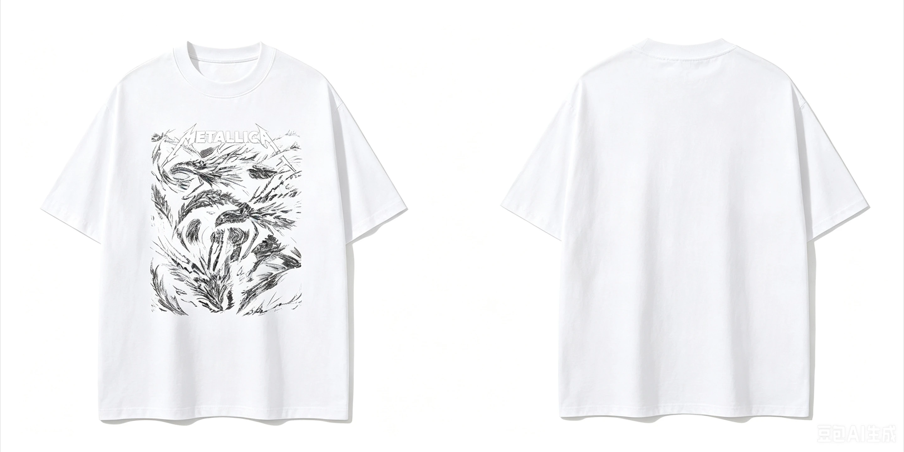 2026 Metal band American street niche design dark rock short-sleeved T-shirt in gray high-quality short-sleeved top street style