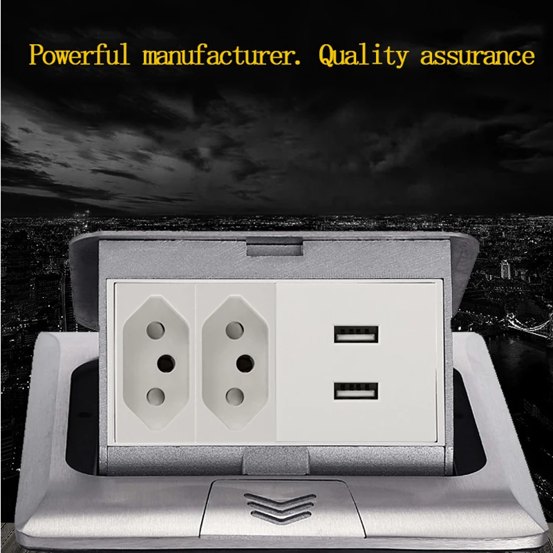Escondido Power Socket Floor Socket Todo o Alumínio 145 tipo Padrão Brasileiro ou Suíço Portas de Carregamento Usb Incorporado