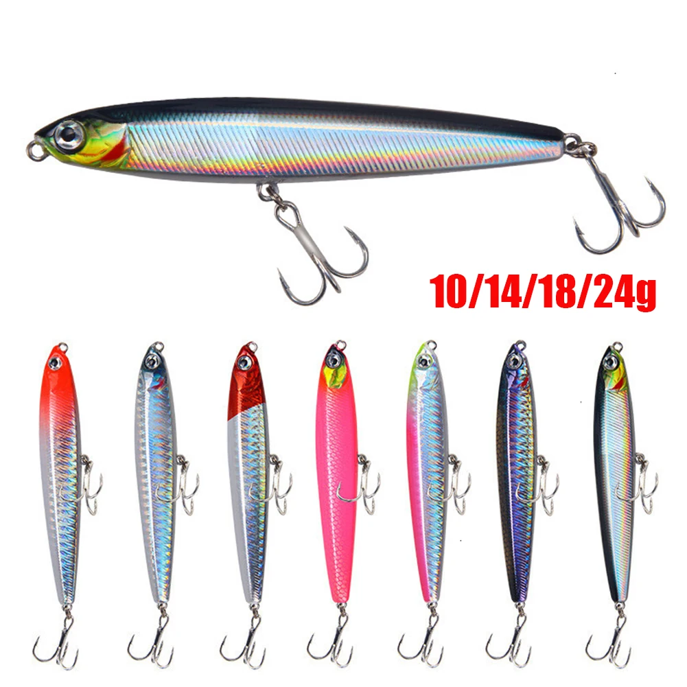 10/14/19/24g Sinking Minnow Pencil Fishing Lure Wobblers Hard Bait Metal Hardbait Artificial Bait Wobbler For Jigging Fishing