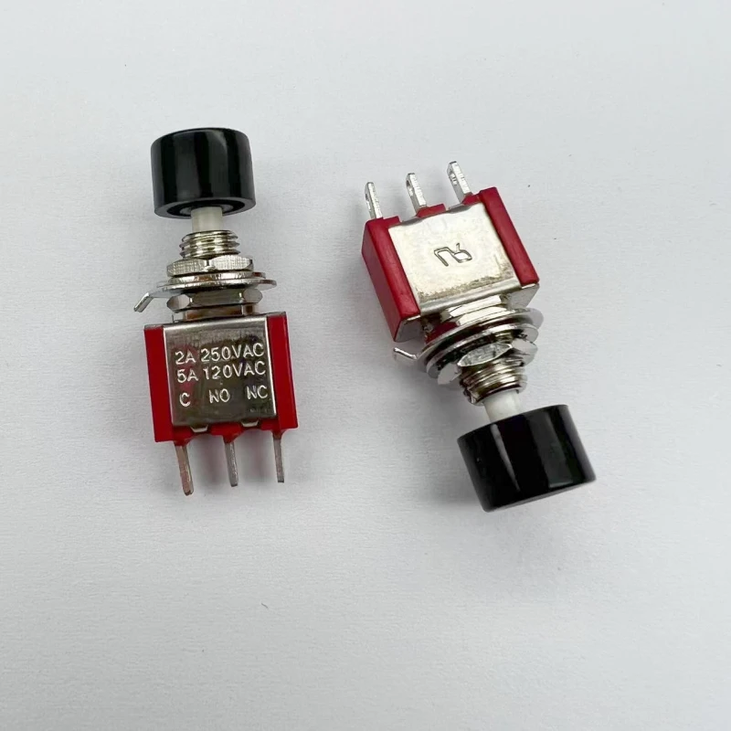 2Pcs 3Pin C-NO-NC 6mm Mini Momentary Automatic Return Push Button Switch ON-(ON) 2A 250V AC/5A 120V AC Toggle Switch Wholesale