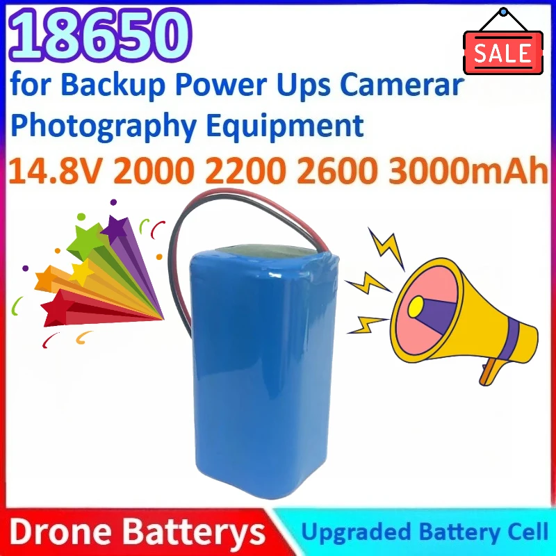

New 14.8V 2000/2200/2600/3000mAh 18650 4S Lithium-ion Battery Pack with BMS for Backup Power Ups Camerar Photography Equipment