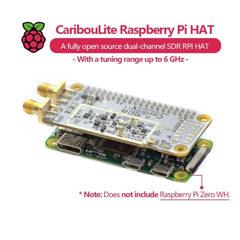 CaribouLite Raspberry Pi HAT, a fully open source dual-channel SDR RPI HAT with a tuning range up to 6 GHz