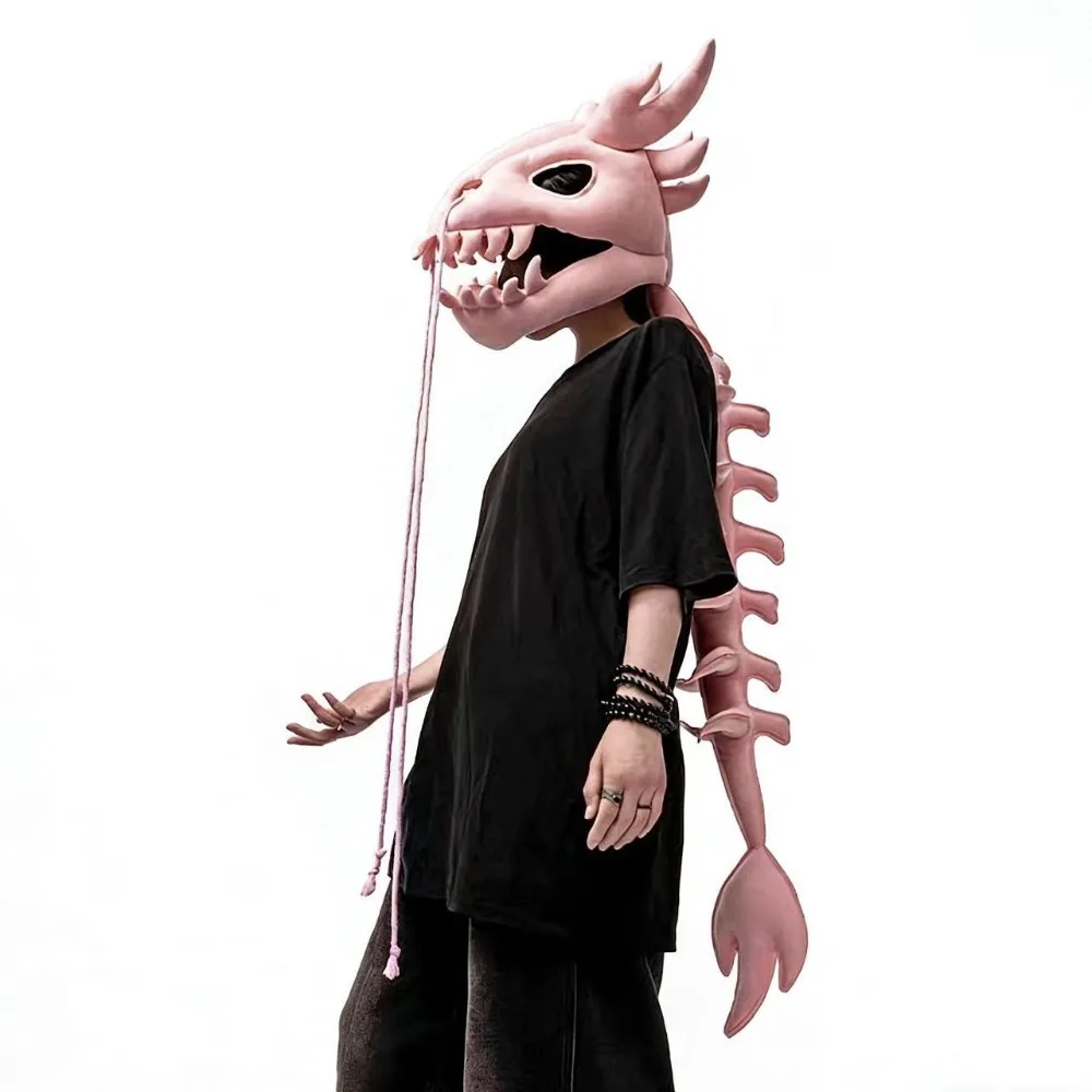 

3D Dinosaur Skeleton Mask Headgear Wearable Lifelike Dinosaur Bone Head Hat Easy To Wear Breathable Funny Cosplay Headwear