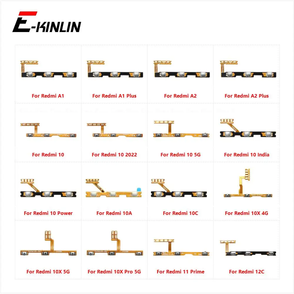 

Power On Off Button Volume Switch Key Control Flex Cable For XiaoMi Redmi A2 A1 Plus 10 2022 10A 10C 10X 11 Prime 12C Pro Power