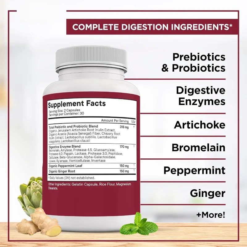 Probiotics, Digestive Health, Intestinal and Immune Support - Support Occasional Constipation, Bloating and Bloating