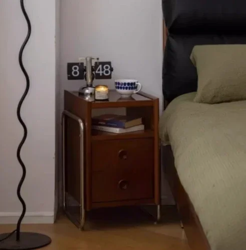 

smt03 ss7486 Simple modern solid wood bedside table Mini small minimalist storage cabinet, living room sofa, shelf