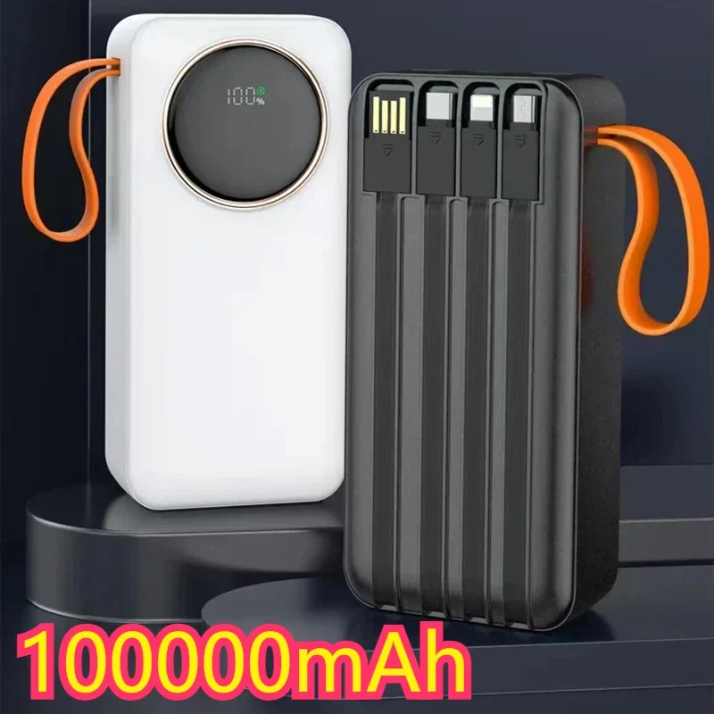 

66W LED Display Power Bank 50000 Mah Built in Cable Fast Charging Portable Battery Charger For iPhone Samsung Series xiaomi