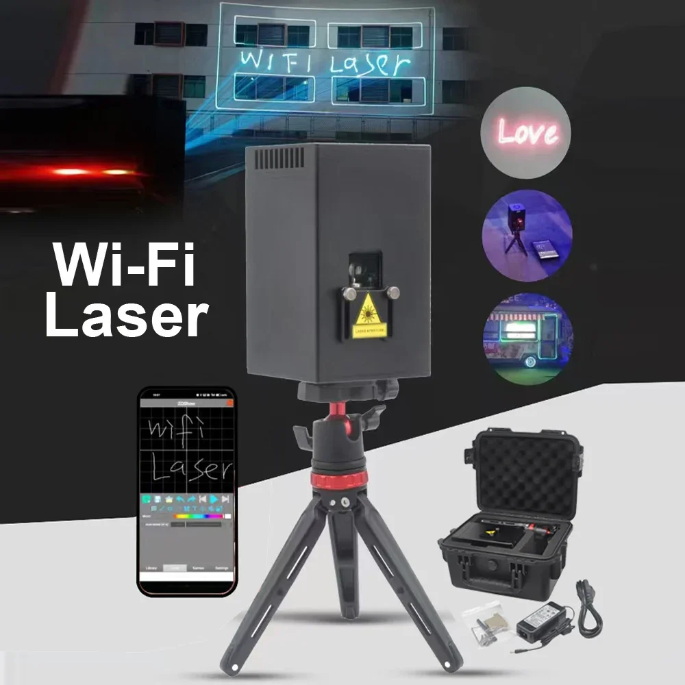 Animation Light, High Power Outdoor Smart WIFI APP RGB Laser Animation Projector,