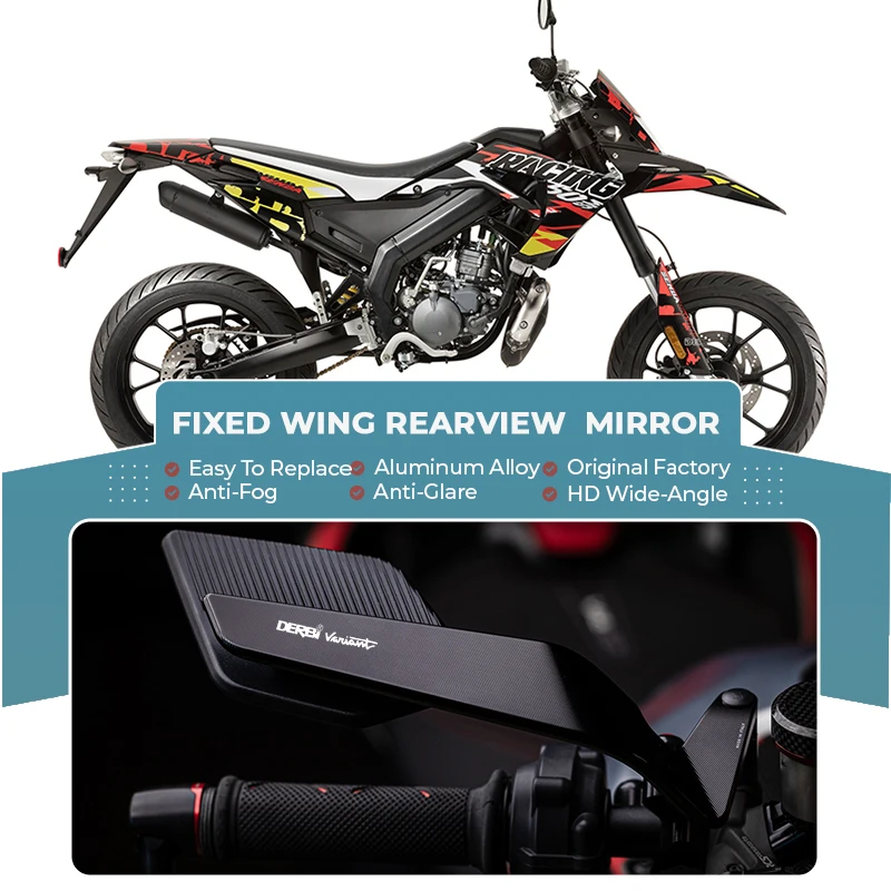 Espejo retrovisor de aleación de motocicleta premium 360 °   Ala de viento ajustable para DERBI DERBI VARIANT SPORT R, accesorios, logotipo personalizado