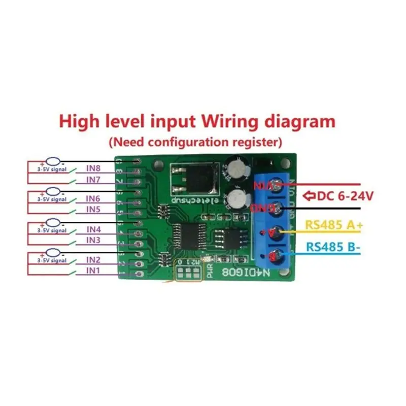 4X 8Ch Input/Output Digital Switch TTL Lvttl CMOS RS485 IO Control Module Modbus Rtu Board (With Terminal)-AT64