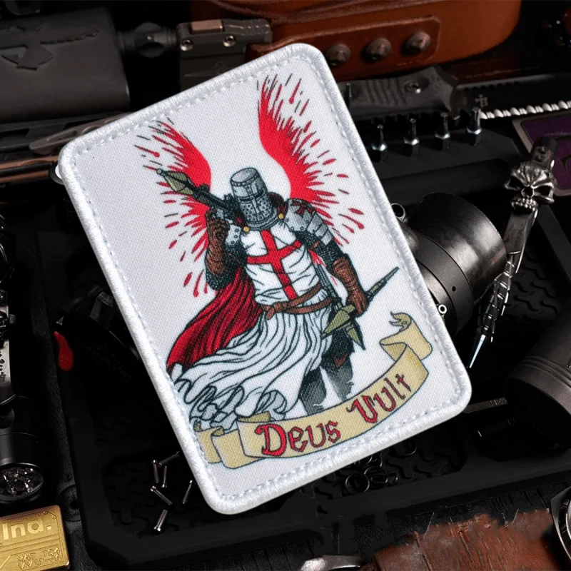 Parche táctico moral Deus Vult gancho y bucle impreso para mochila - imagen 5