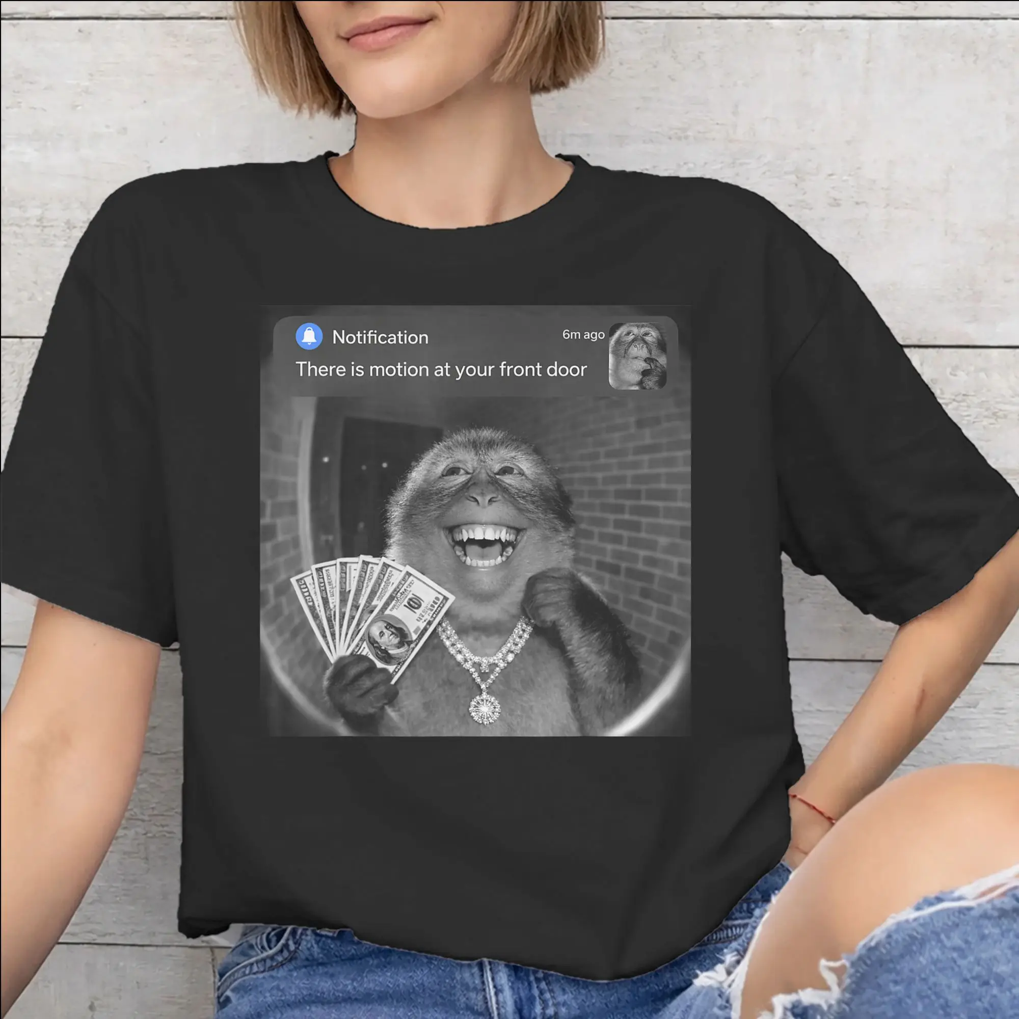 Thinking Monkey Meme  Graphic Print T Shirt for Men Women  Cotton  Tee Shirt Clothing
