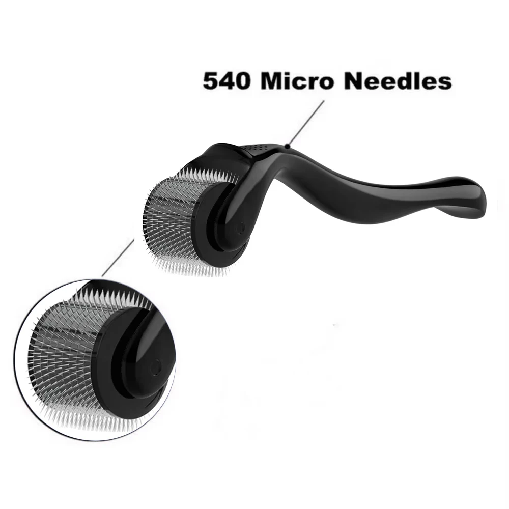 Rodillo de microagujas con 540 agujas de titanio, de 0,2/0,25/0,3 mm, para el crecimiento del cabello, la barba y el cuidado de la piel.