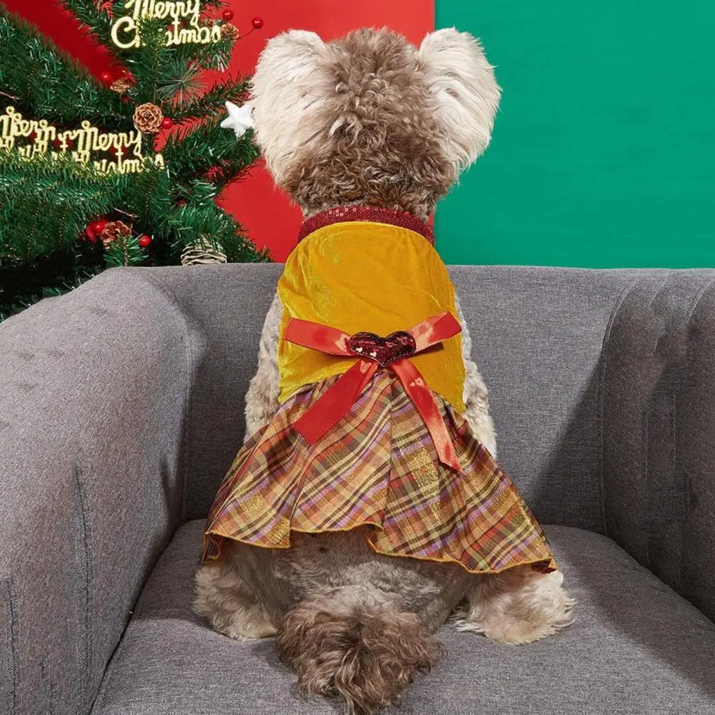 

Easy to Put on Pet Dress Breathable Puppy Dress Festive Pet Outfits Christmas Dresses for Dogs Cats Comfortable for Small