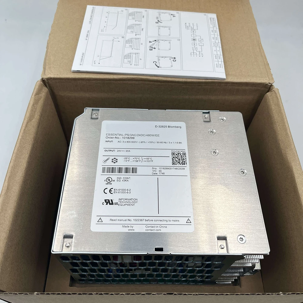 1018299 ESSENTIAL-PS/3AC/24DC/480W/EE For Phoenix Power Supply