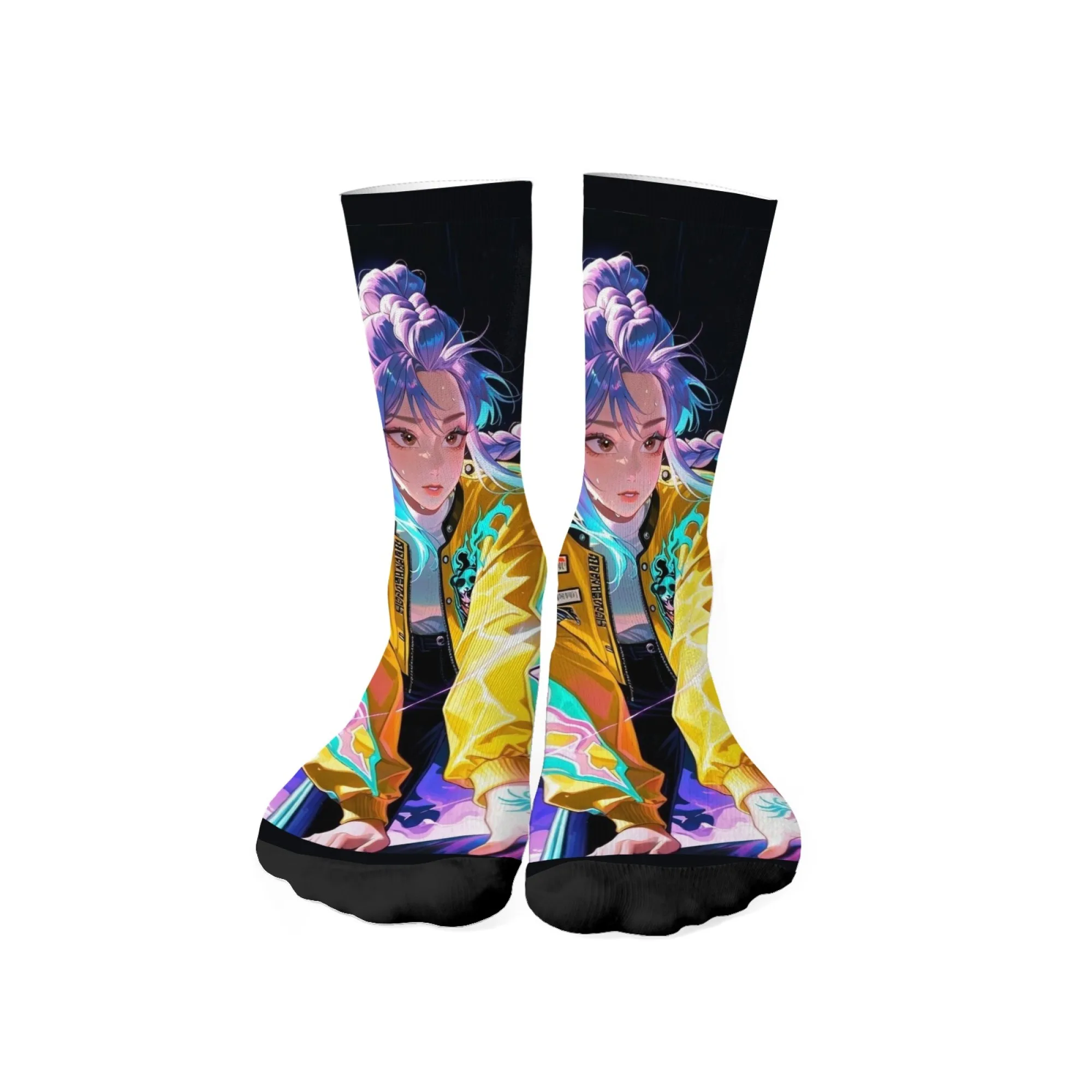 Calzini per ragazze K-POP Cyber Trend Cartoon Hunter Colorati con calzini elasticizzati unisex da strada per casual quotidiano e amante degli anime