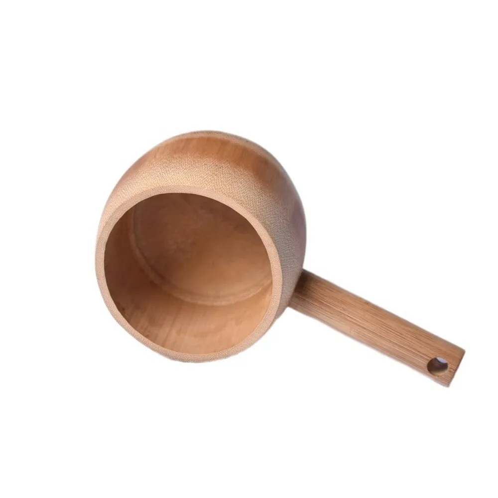 

Large Capacity Bamboo Water Ladle Wear Resistant Deep Bowl Kitchen Bailer Smooth Surface with Hanging Hole Water Spoon
