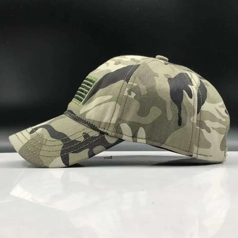 New Men Usa Flag Camouflage Baseball Cap Embroidery Cotton Tactical Snapback Dad Hat Male Summer Sports America Trucker Cap