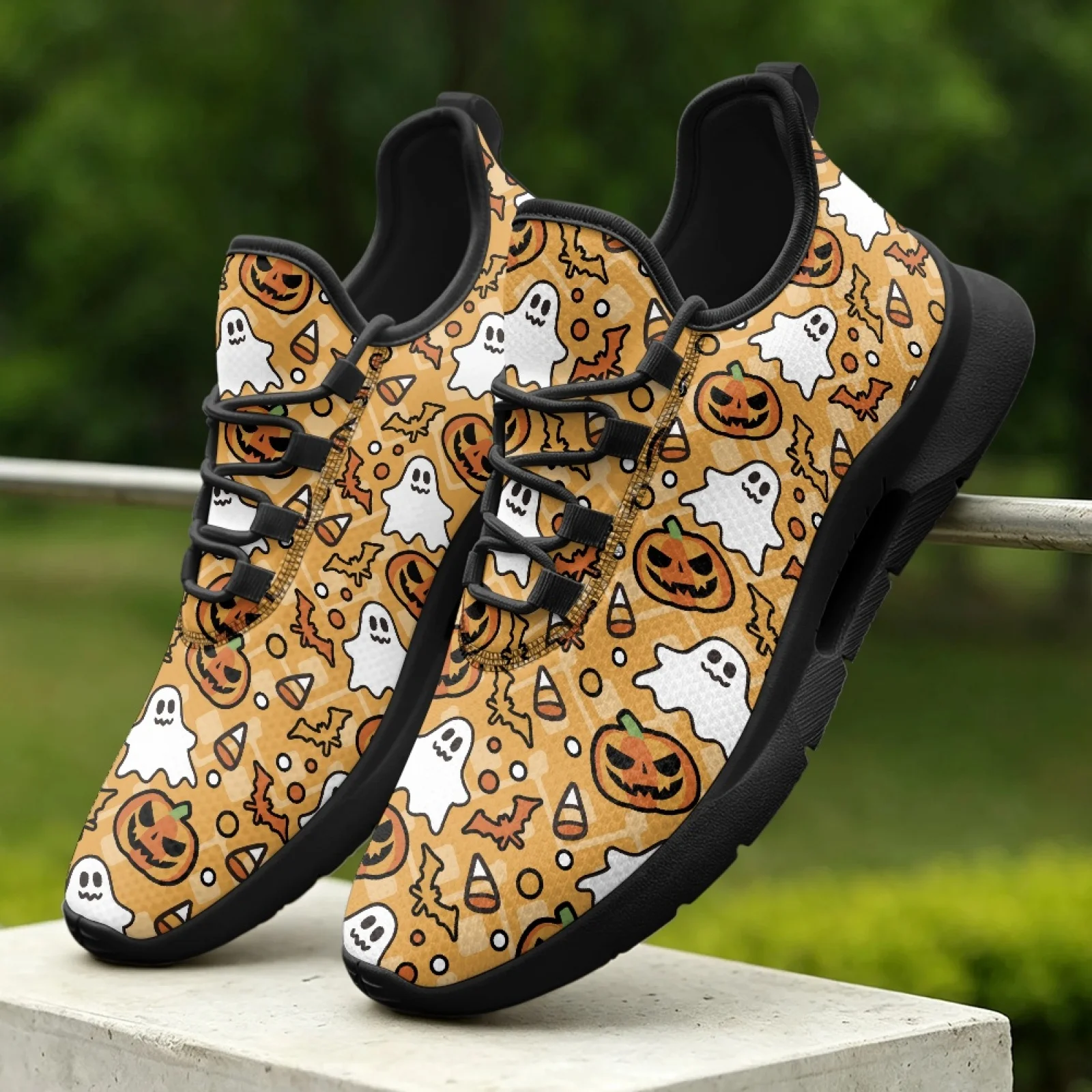 PENSTROLL Ghost Bat Pattern Walking Shoes for Men Men's Fashion Sneakers for Adult, Breathable Comfortable Fit Summer Sneakers