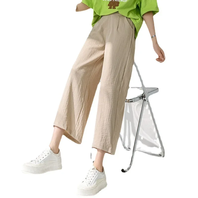 High-Waisted Slimming Straight-Leg Loose-Fit Cotton Linen Bell Bottoms Women's Casual Pants New Spring Summer 2022