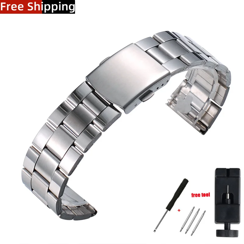 18mm 20mm 22mm Stainless Steel Watch Band for Omega Seamaster Metal Bracelet Folding Clasp for Men Women Universal Watch Strap