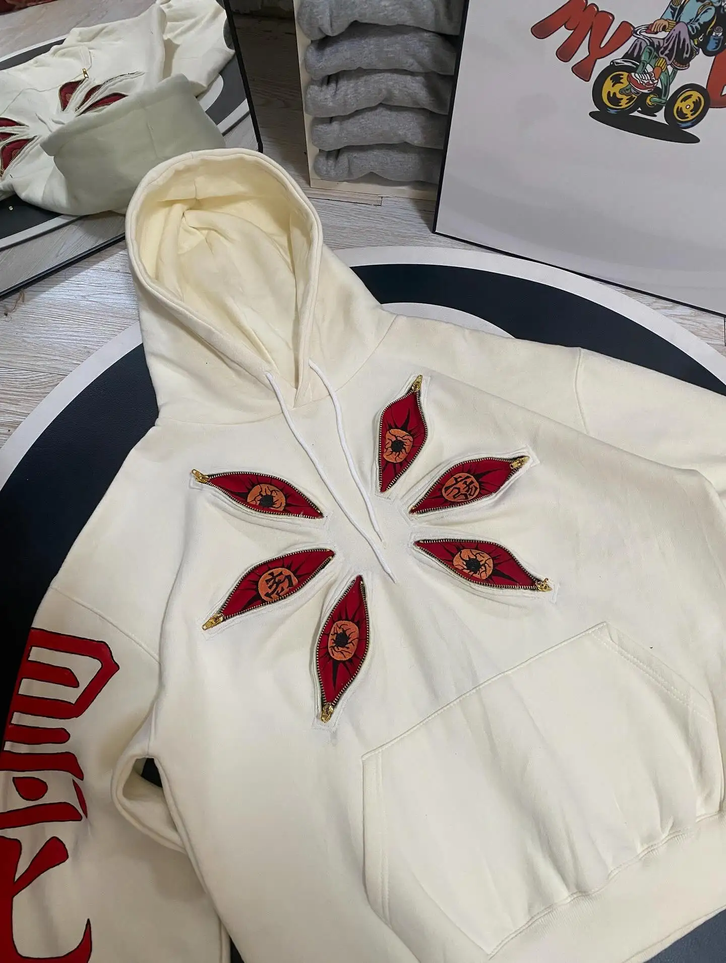 Y2k Rework Zipper Hoodie Six Eye Kokushibo Hoodies Multi Zip Design Sweatshirt Men Oversized Casual Fashion Couples Anime Hoodie