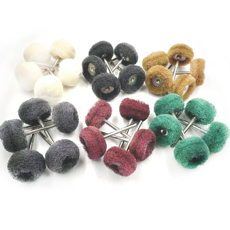 6/12/30Pcs Mini Nylon Fiber Wool Felt Abrasive Wheel Set - 25mm Grinding, Sanding & Buffing Polishing Heads for Dremel DIY & Pro