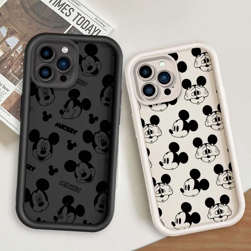 

Disney Cute Mickey Mouse For Apple iPhone 16 15 14 13 12 11 Pro Max Plus Eye Ladder Soft TPU Silicone Cover