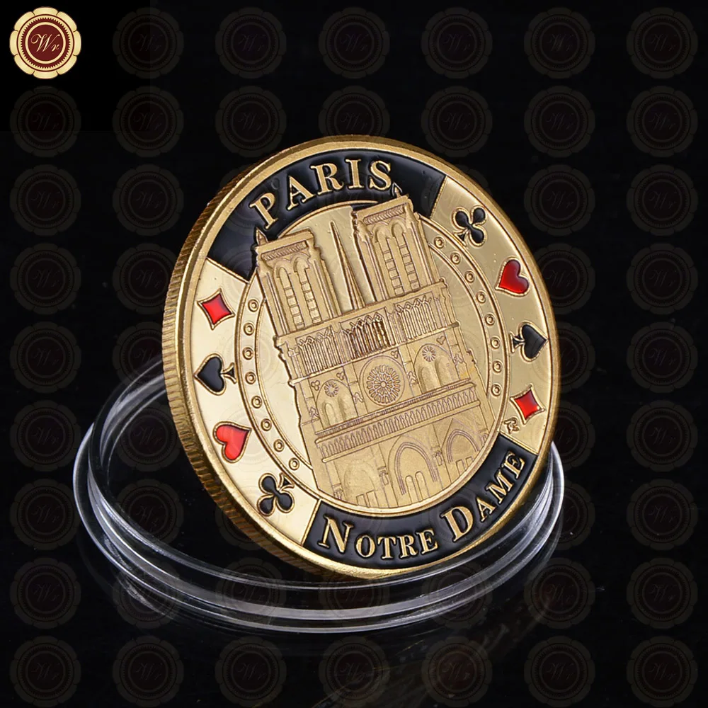 Notre Dame De Paris Coin Gold Plated Commemorative Coin Art Creative Challenge Coin Souvenir Gift for Collection Home Decor
