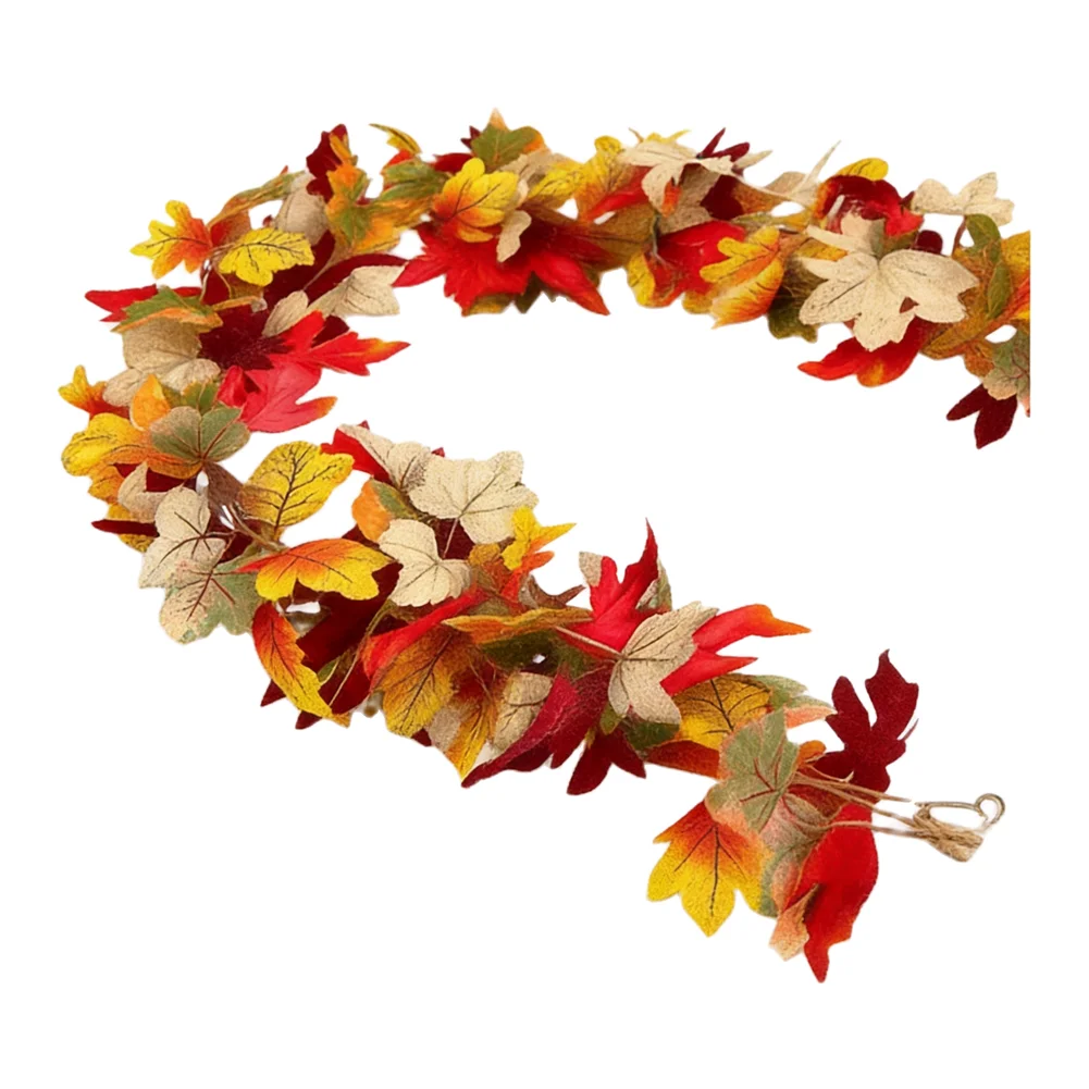 175cm Artificial Maple Leaf Vine Garland Brown Realistic Faux Leaves for Autumn Home Decor and Interior Styling