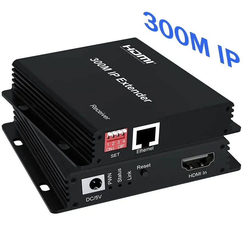 300M HDMI Extender over IP Rj45 Cat6 Ethernet Cable 1080P HDMI KVM Extender Muitlpoint Connect via Network Switch for PC DVR TV