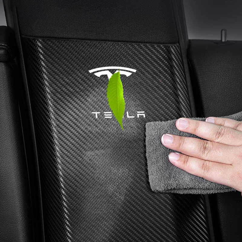 For Tesla Model Y Leather Car Inner Door B Pillar Protective Sticker Safety Belt Buckle Protection Pad Trim Film Accessories