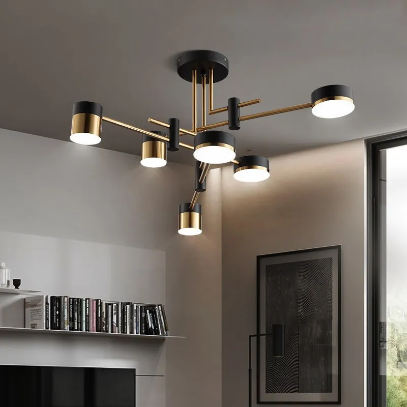 Modern Bedroom Led Ceiling Chandelier Black For Living Dining Room Office 3 Color Dimmable Flush Mount Led Ceiling Lights