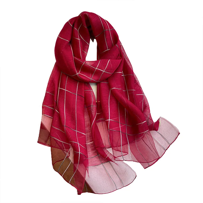 Four Season silk wool scarf women hijab plaid pashmina shawls and wrap Luxury Brand Bandana Bufanda Blanket Scarves Wholesale