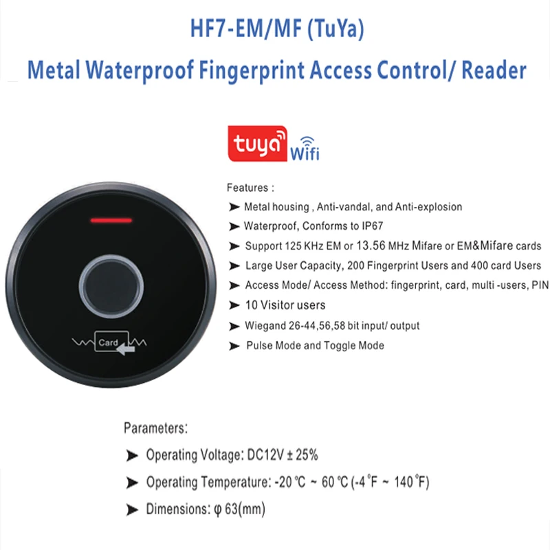 HF7-EM Metall wasserdicht Finger abdruck + ID-Karte Zugangs kontrolle/Leser (Infrarot-Fernbedienung Einstellung Maschine)