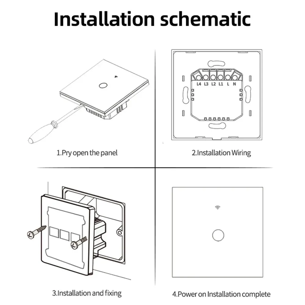 Smart Switch EU WiFi Smartlife Cavo neutro/Senza cavo neutro Interruttore della luce tattile 220V Funziona con Alexa Google Home 1/2/3/4 Gang