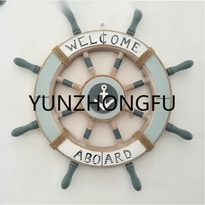 62CM Wood Ship Wheel Boat Steering Rudder Anchor Mediterranean Ornament Wall wooden decorations Kids Birthday Party Supplies