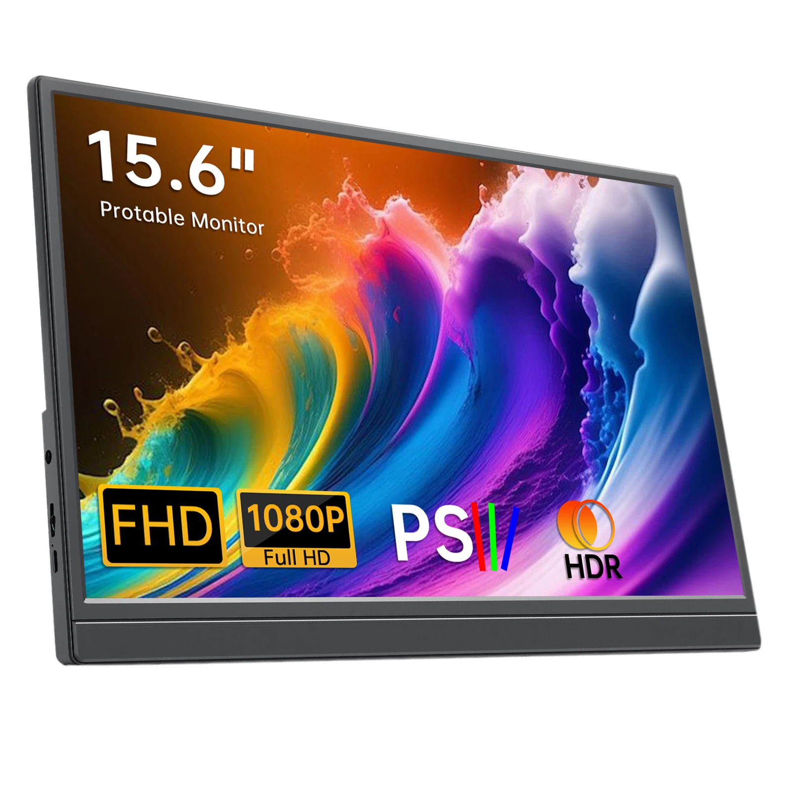 15.6 inch Portable Monitor for Laptop, 1080P 72 NTSC 100 sRGB USB C HDMI Travel External Second Computer Screen with HDR