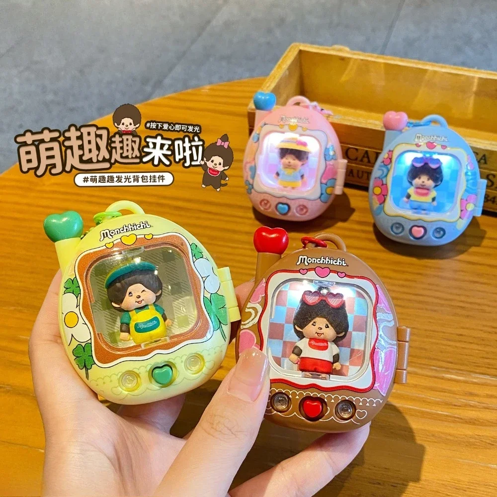 Monchhichi Led Light Up Keychain Cute Retro Y2K Bag Charm Tamagotchi Style Glowing Pendant Anime Gift For Teen Girls Backpacks