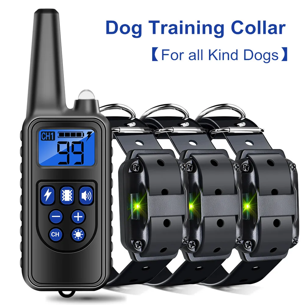 Electric Training Collar Dog Anti Bark Stop Rechargeable Waterproof Pet Remote Control All Size Shock Vibration Sound