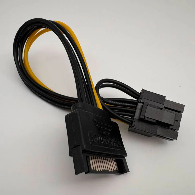 Dual SATA 15pin to 8pin Graphic Card Power Adapter Cable 20cm PCIE SATA Power Supply Cable 8p to SATA for Bitcoin Miner Mining