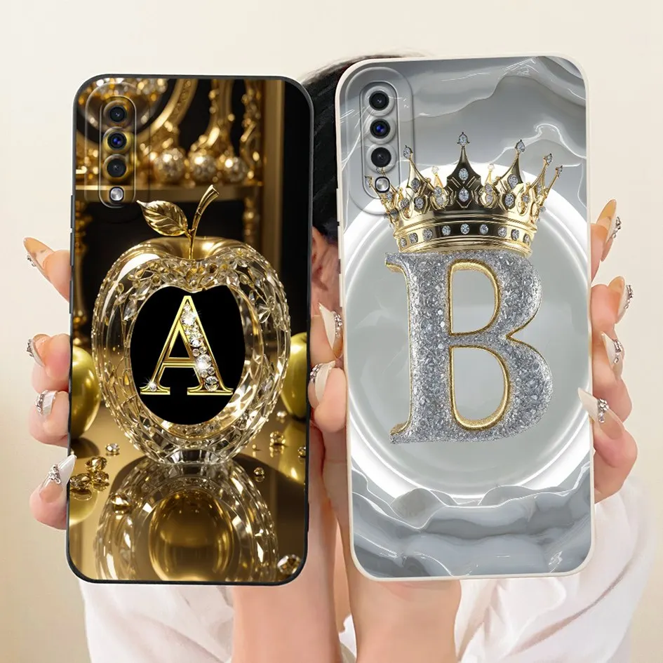 For Samsung Galaxy A50 A70 Case SM-A505F SM-A705F Cover Crystal Initials Letters Soft Silicone Funda For Samsung A30s A50s Shell