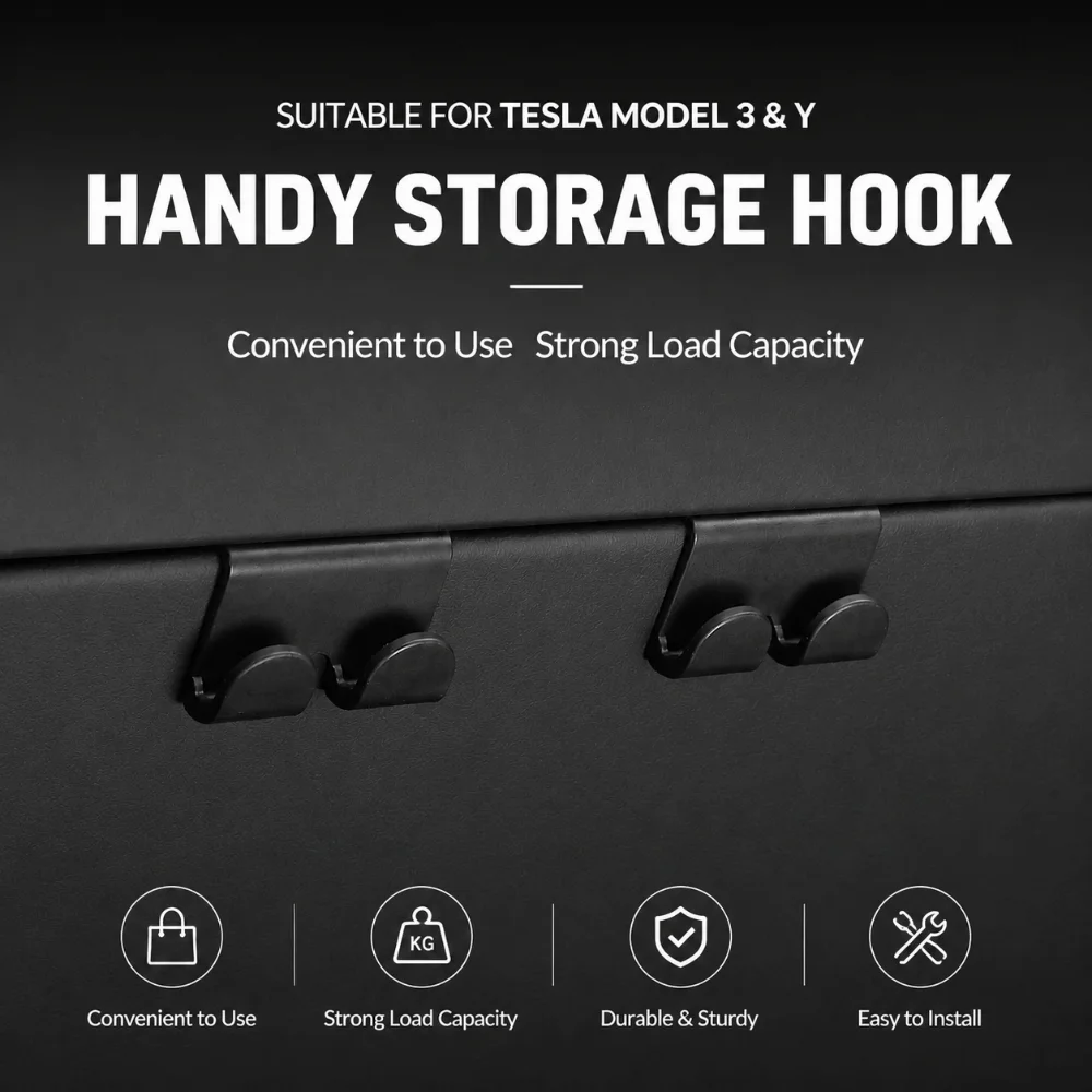 Durable ABS Glove Box Hooks Non-Slip Easy Install Car Purse Holder Heavy Duty Bag Hooks for Tesla Model 3 Model Y Car
