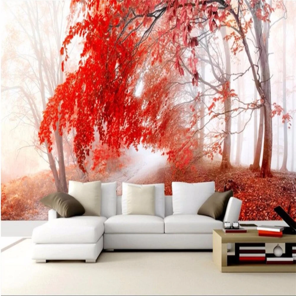 

beibehang papel de parede Custom photo wallpaper wall murals wall stickers dream autumn scenery red maple forest background wall