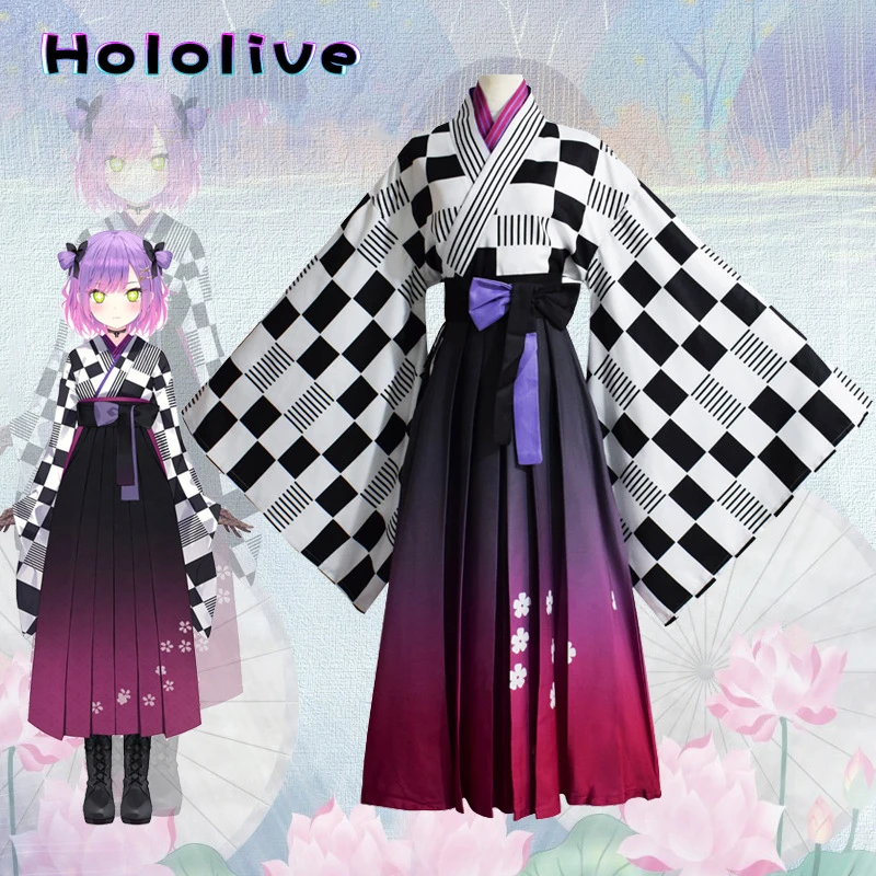 

YouTuber Hololive Tokoyami Towa Dress Cosplay Costumes Hakama Skirt Kimono Suit Dress Woman Men Skirt Suit Halloween Costumes