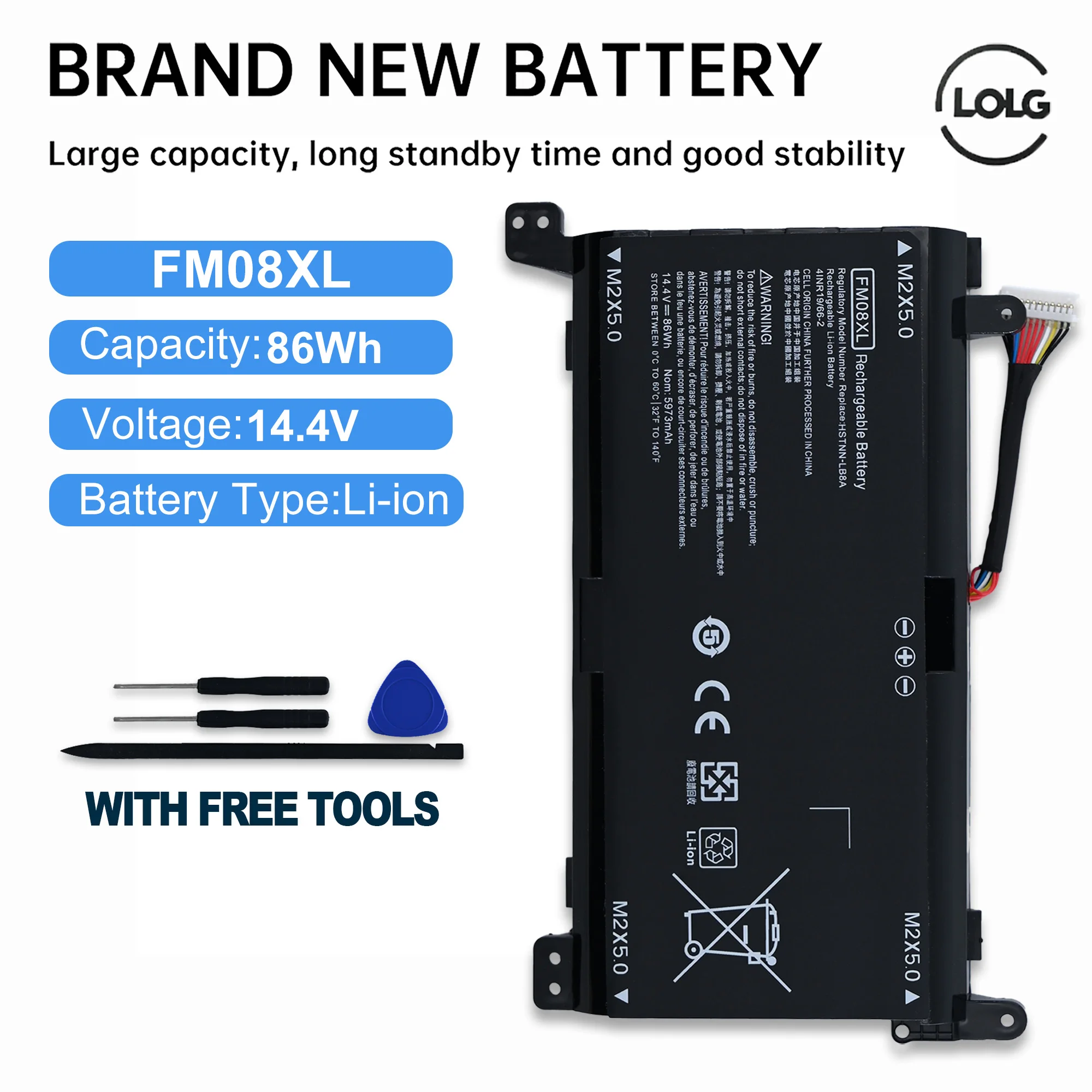 LOLG FM08XL 5973mAh Laptop Battery for HP Omen 17 2017 Omen 17-an000 HQ-TRE Lithium Rechargeable Battery