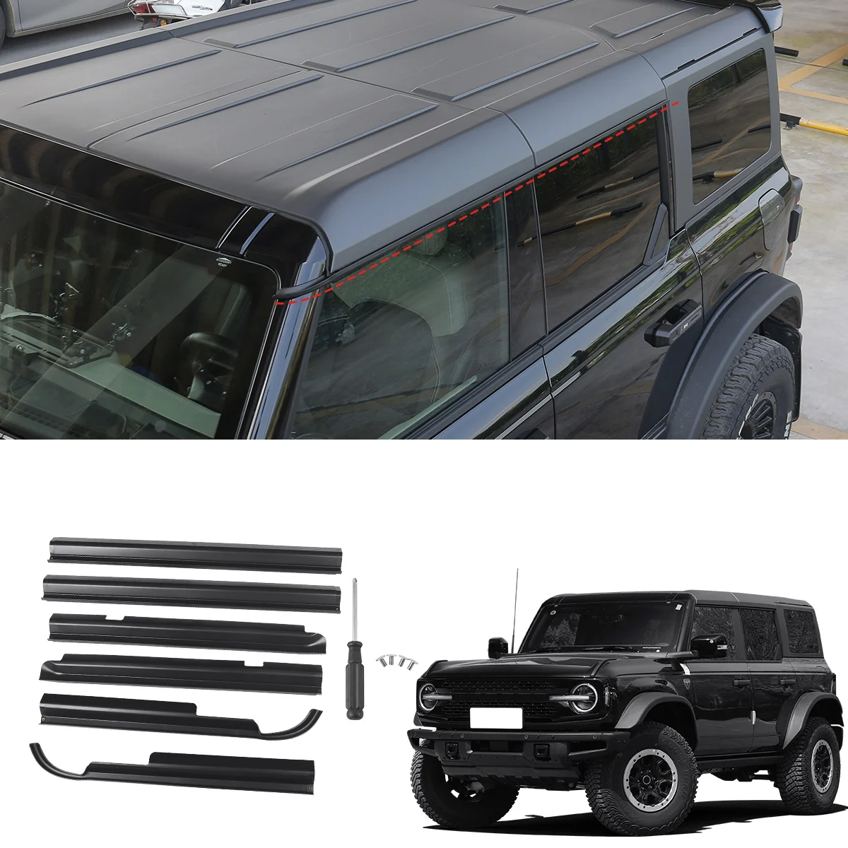 

Suitable for Ford Bronco water channel, water guide type rain eyebrow, rain and light blocking, water channel, rain and floating